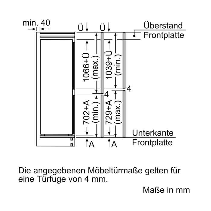 Bosch KIV86SFE0 Serie 4, Einbau-Kühl-Gefrier-Kombination mit Gefrierbereich unten, 177.2 x 54.1 cm, Flachscharnier