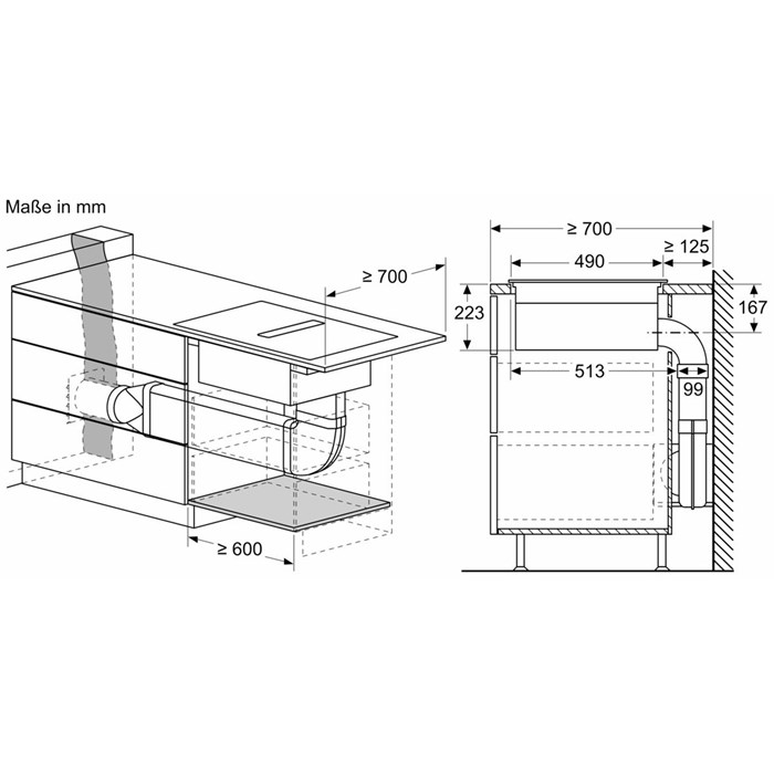 Bosch PXX890D51E Serie 8, Kochfeld mit Dunstabzug (Induktion), 80 cm, Mit Rahmen aufliegend